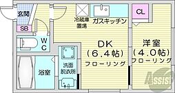 PRIMAVERA 2階1DKの間取り