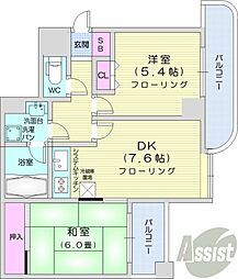 エスティ32 2LDKの間取図画像