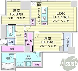 プライムメゾン大通公園 1LDKの間取図画像