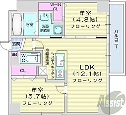 ブランシャールALAINサッポロ 2LDKの間取図画像