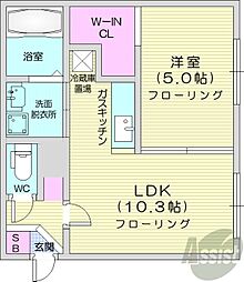 アルス新道東 1LDKの間取図画像