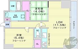 アクロビュー北大前 2LDKの間取図画像