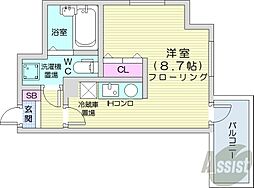 アストリア北大前 ワンルームの間取図画像