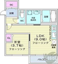 北海道札幌市豊平区平岸五条13丁目（賃貸マンション1LDK・4階・31.81㎡） その2