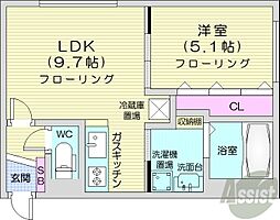 サクラコンフォートM 1LDKの間取図画像