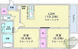 アストリアN23 2LDKの間取図画像