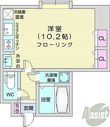 エクセレント34 ワンルームの間取図画像