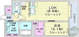アルファスクエア北11東1 1LDKの間取図画像