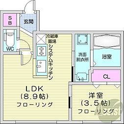 札幌市西区西町北18丁目マンション 1LDKの間取図画像