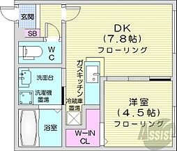 フォルテ新道東 1DKの間取図画像