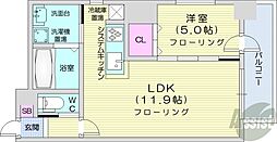 アルファスクエア北15条 1LDKの間取図画像