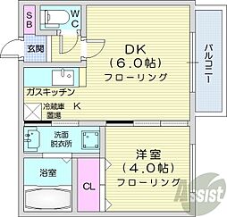 クレアメゾン環状通東 1LDKの間取図画像