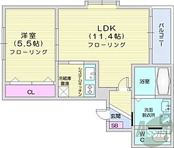 クロスコート麻生1 1LDKの間取図画像
