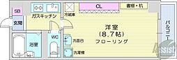 アクロビュー北大前 1Kの間取図画像