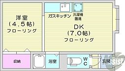 ルミエール・21 1DKの間取図画像