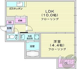 レユシール北25 1LDKの間取図画像