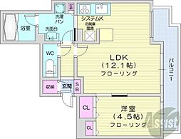 クリオ南7条 1LDKの間取図画像