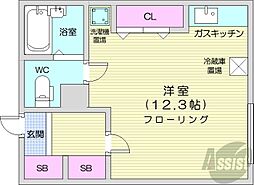 シャトレ美香保公園3 ワンルームの間取図画像