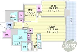 ザ・札幌タワーズウエストタワー 2LDKの間取図画像
