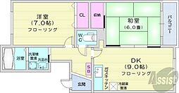 シャトー32 2DKの間取図画像