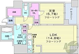 プライムメゾン大通公園 1LDKの間取図画像