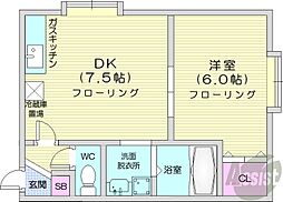 カステル元町 1DKの間取図画像