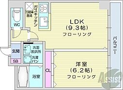 レジディア札幌駅ノース 1LDKの間取図画像