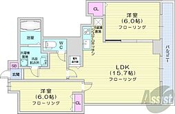 サムティタワーN26 2LDKの間取図画像