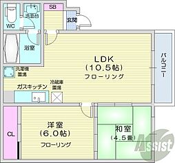ノースシャトレー 2LDKの間取図画像