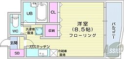 セゾン・ドゥ・ブランシェ北21条 ワンルームの間取図画像