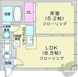 シャネル麻生壱番館 1LDKの間取図画像