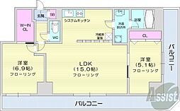グランカーサ永山公園通east 2LDKの間取図画像