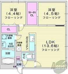 アクティベイトN34 2LDKの間取図画像