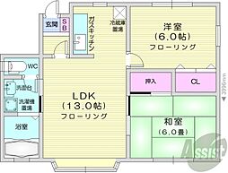 カトレア3 2LDKの間取図画像
