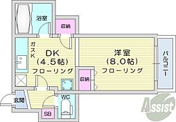 グレース22 1DKの間取図画像