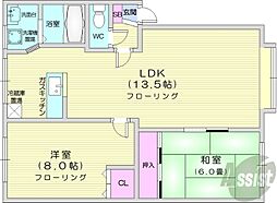 サンシャイン19 2LDKの間取図画像