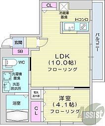 レシディア大通り西 1LDKの間取図画像