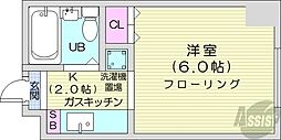藤井ビル北14条 1Kの間取図画像
