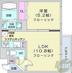 アクアトピアN21 1LDKの間取図画像