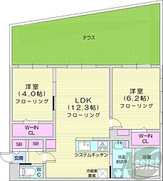 札幌市中央区南四条西25丁目マンション 2LDKの間取図画像