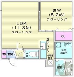 グランメール麻生南公園 1LDKの間取図画像