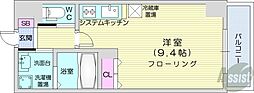 アルファスクエア北15条 1Kの間取図画像