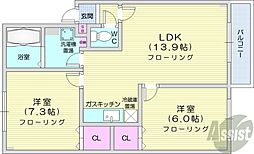 パールハイム40 2LDKの間取図画像