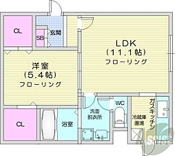 シャーメゾン麻生 1LDKの間取図画像