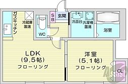 グラスN21 1LDKの間取図画像
