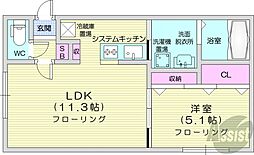 グランメールK.S元町 1LDKの間取図画像