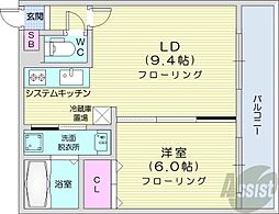 札幌市白石区栄通10丁目マンション 1LDKの間取図画像