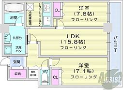 D'グラフォート札幌ステーションタワー 2LDKの間取図画像