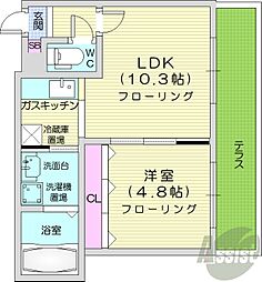 グラスN21 1LDKの間取図画像