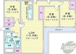 ZABOHILLSYAMAHANA 3LDKの間取図画像